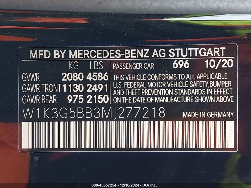 VIN W1K3G5BB3MJ277218 2021 Mercedes-Benz AMG A 35,... no.9