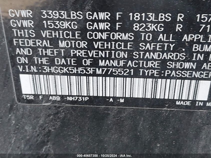 2015 HONDA FIT LX - 3HGGK5H53FM775521