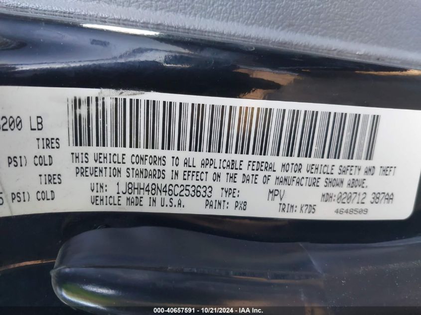 2006 Jeep Commander VIN: 1J8HH48N46C253633 Lot: 40657591
