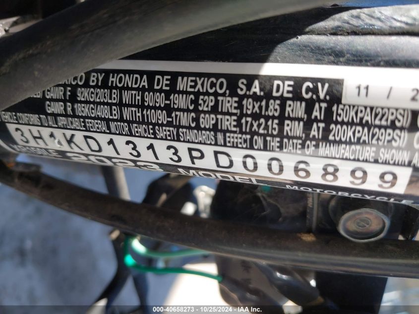 2023 Honda Xr150L E VIN: 3H1KD1313PD006899 Lot: 40658273