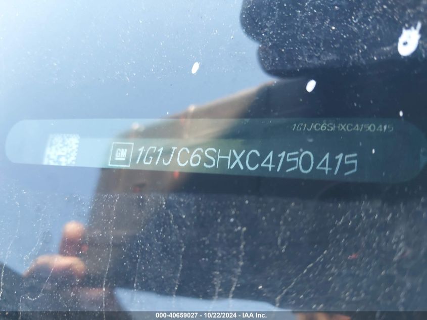 2012 Chevrolet Sonic 2Lt VIN: 1G1JC6SHXC4150415 Lot: 40659027