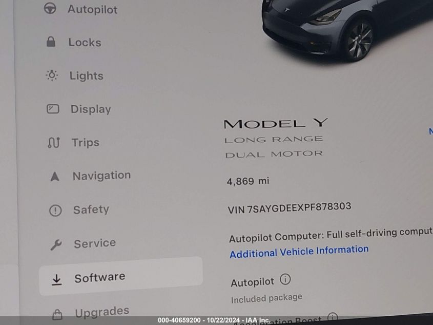 2023 Tesla Model Y Awd/Long Range Dual Motor All-Wheel Drive VIN: 7SAYGDEEXPF878303 Lot: 40659200