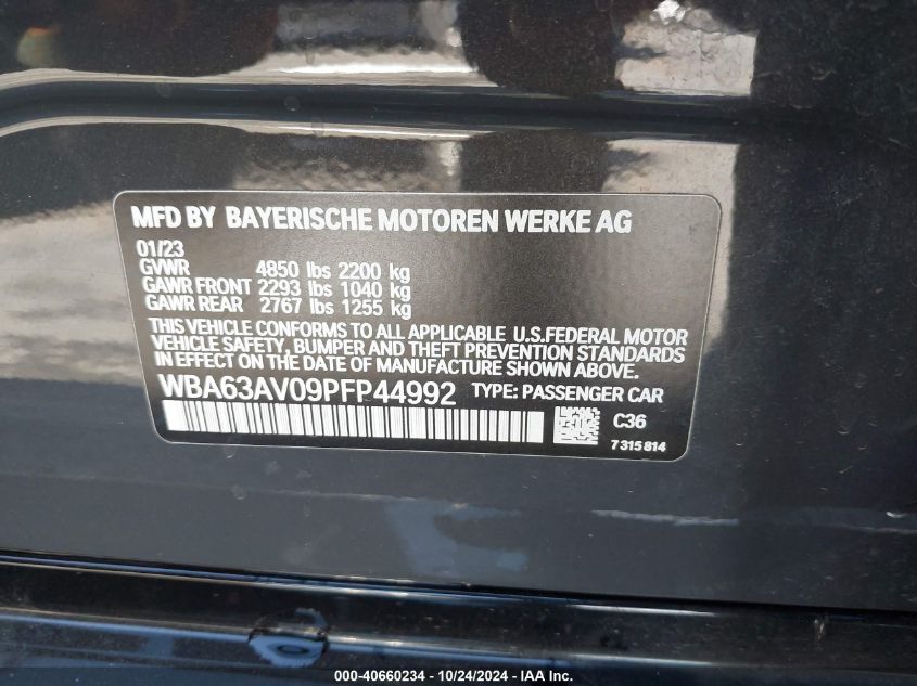 2023 BMW 430I GRAN COUPE - WBA63AV09PFP44992