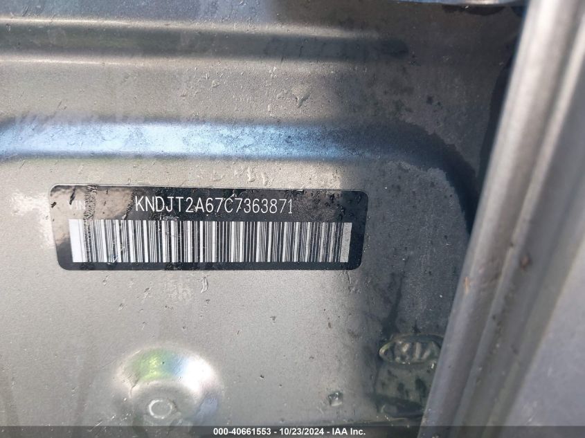 2012 Kia Soul + VIN: KNDJT2A67C7363871 Lot: 40661553