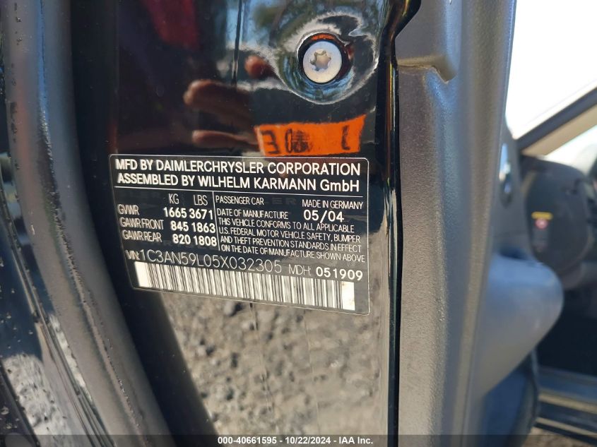 2005 Chrysler Crossfire VIN: 1C3AN59L05X032305 Lot: 40661595