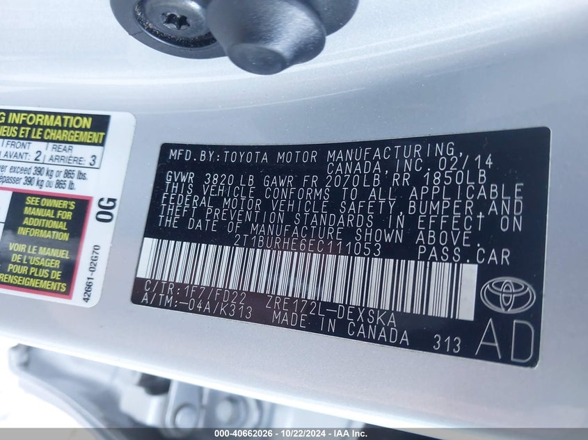 2014 TOYOTA COROLLA S - 2T1BURHE6EC111053