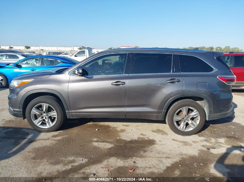 2014 Toyota Highlander Limited V6 VIN: 5TDYKRFH3ES004921 Lot: 40662571