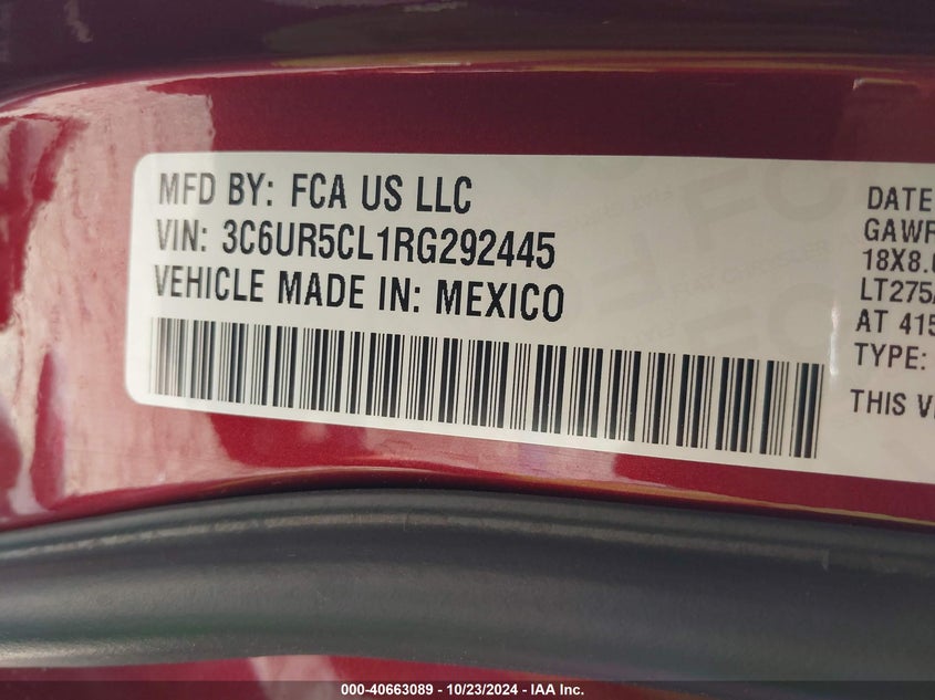 2024 RAM 2500 VIN: 3C6UR5CL1RG292445