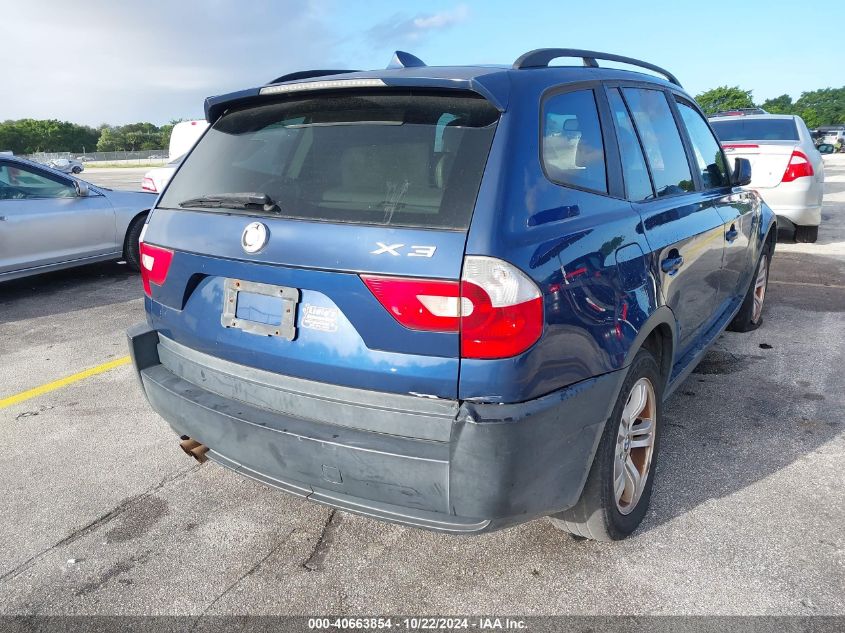 2005 BMW X3 3.0I VIN: WBXPA93405WD09007 Lot: 40663854