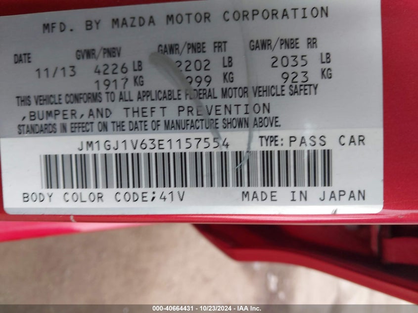 2014 MAZDA MAZDA6 I TOURING - JM1GJ1V63E1157554