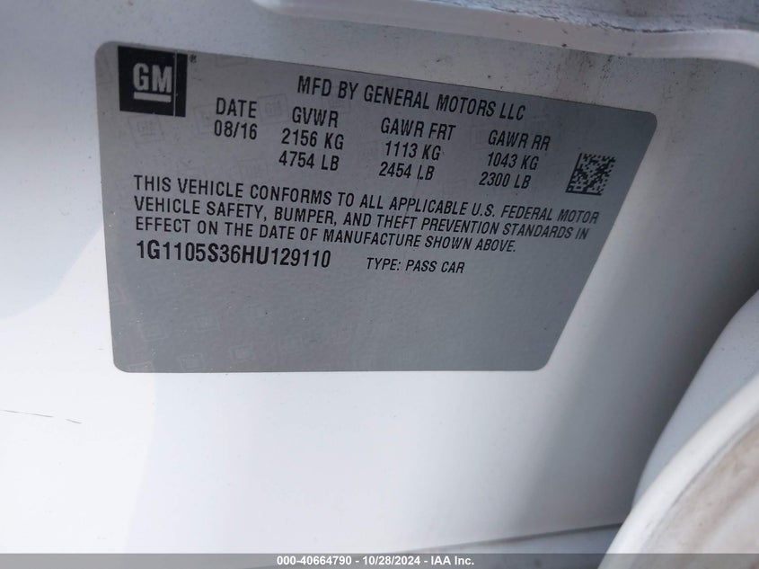 2017 CHEVROLET IMPALA 1LT - 1G1105S36HU129110