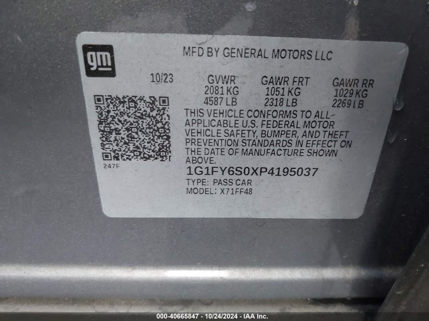 2023 Chevrolet Bolt Euv Lt VIN: 1G1FY6S0XP4195037 Lot: 40665847