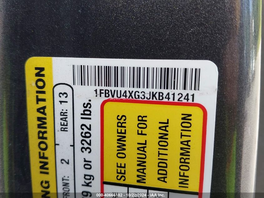 2018 Ford Transit-350 Xlt VIN: 1FBVU4XG3JKB41241 Lot: 40666182