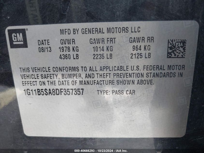 2013 CHEVROLET MALIBU 1LS - 1G11B5SA8DF357357