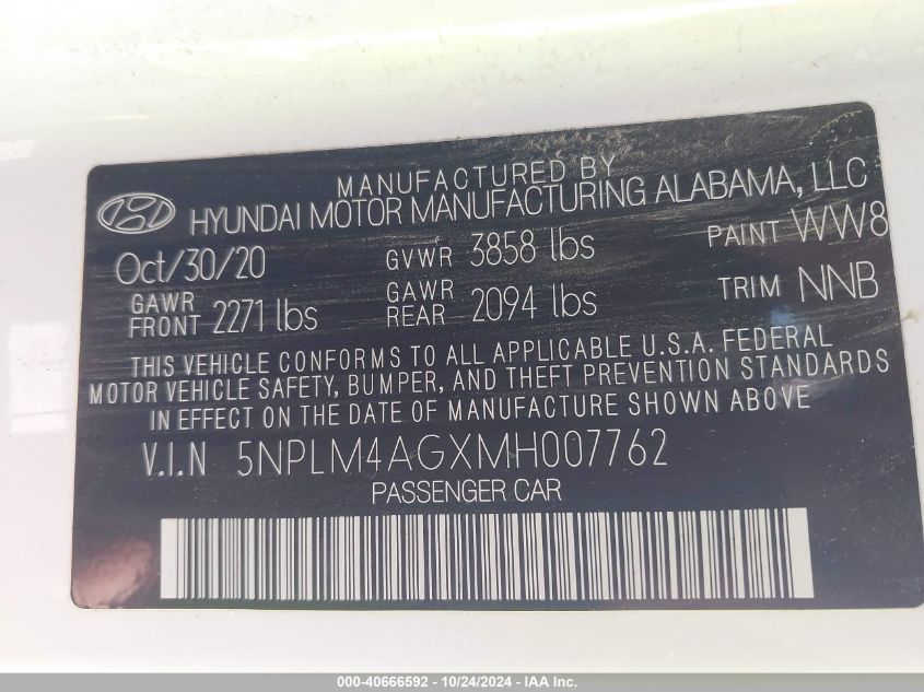 2021 HYUNDAI ELANTRA SEL - 5NPLM4AGXMH007762