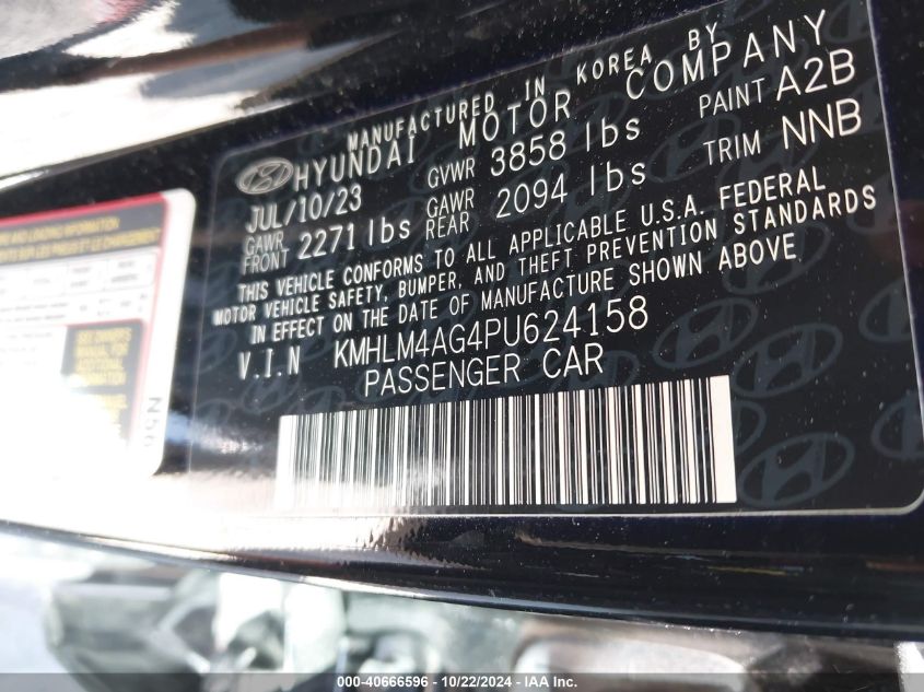 2023 Hyundai Elantra Sel VIN: KMHLM4AG4PU624158 Lot: 40666596