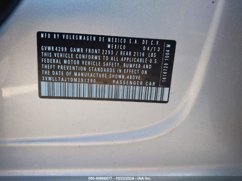 2013 VOLKSWAGEN JETTA 2.0L TDI - 3VWLL7AJ1DM291290