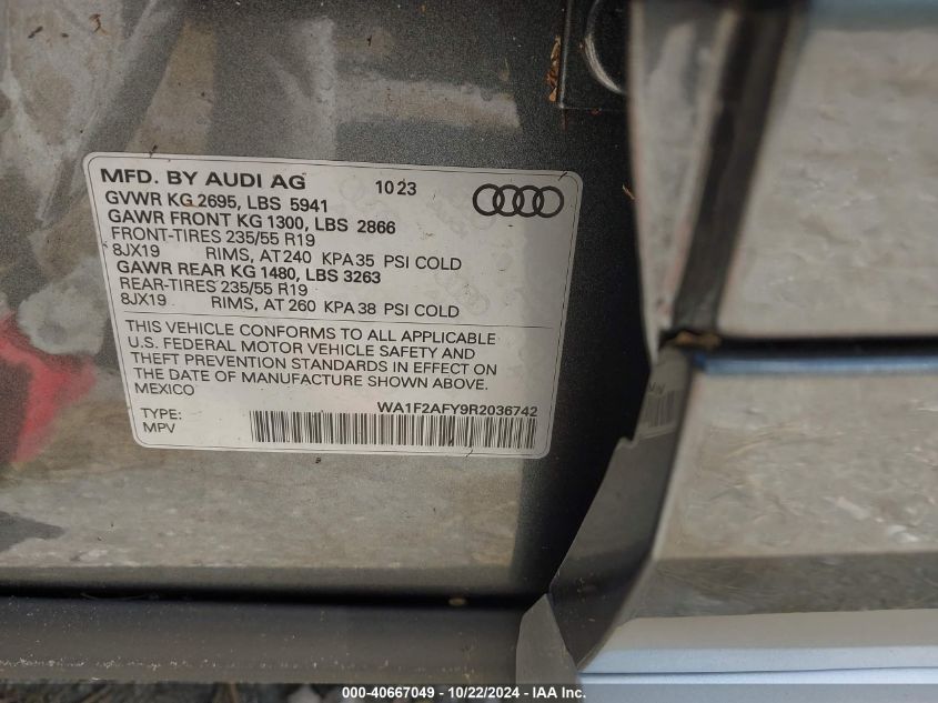 VIN WA1F2AFY9R2036742 2024 Audi Q5, Prestige 55 Tfs... no.9