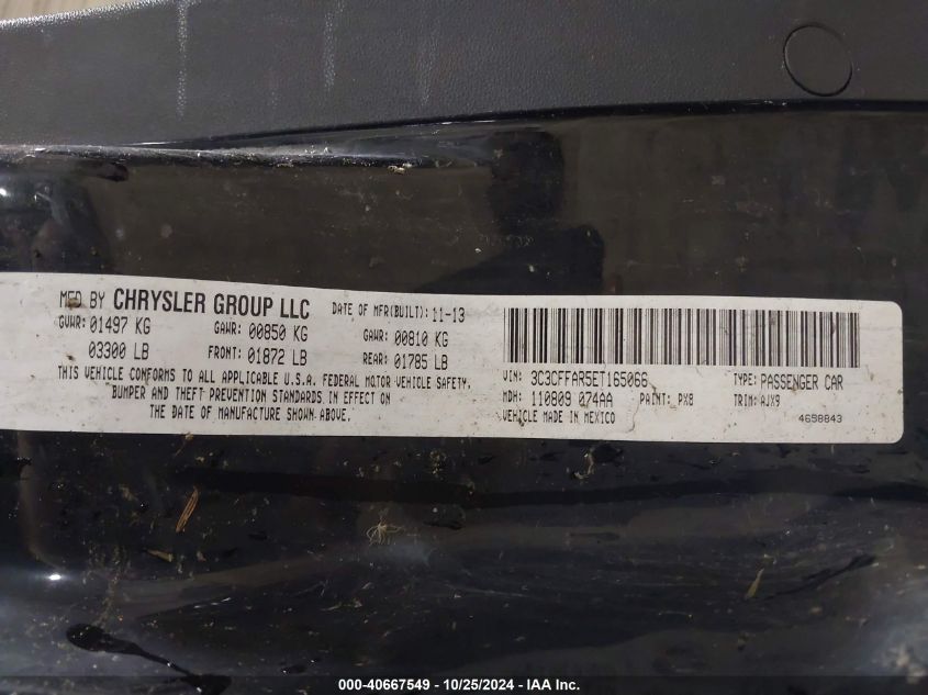 2014 Fiat 500 Pop VIN: 3C3CFFAR5ET165055 Lot: 40667549