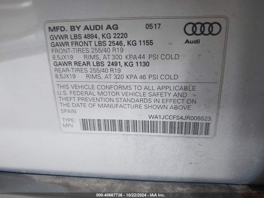 VIN WA1JCCFS4JR005523 2018 AUDI Q3 2.0T PREMIUM/2.0T SPORT PREMIUM