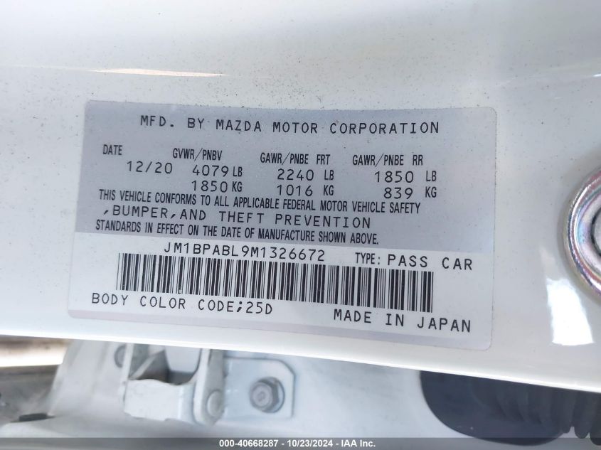 2021 MAZDA MAZDA3 SELECT - JM1BPABL9M1326672