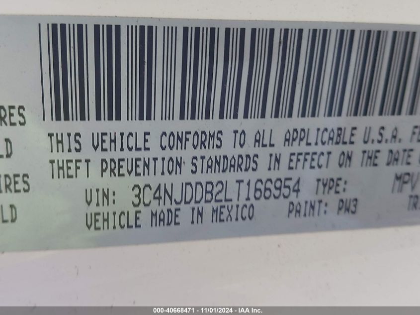 2020 Jeep Compass Trailhawk 4X4 VIN: 3C4NJDDB2LT166954 Lot: 40668471