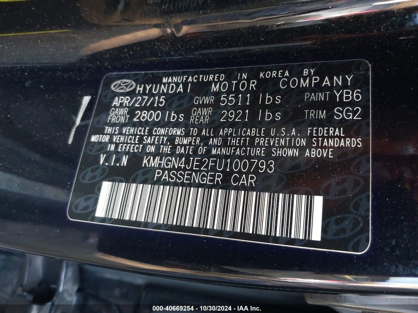 2015 HYUNDAI GENESIS 3.8 - KMHGN4JE2FU100793