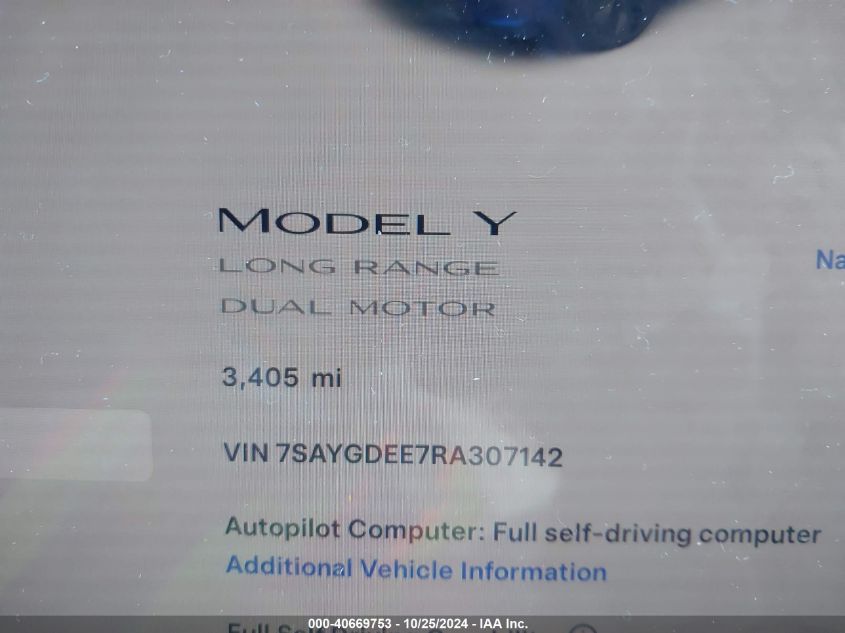 2024 TESLA MODEL Y LONG RANGE DUAL MOTOR ALL-WHEEL DRIVE - 7SAYGDEE7RA307142