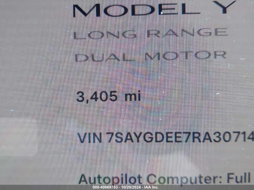 2024 TESLA MODEL Y LONG RANGE DUAL MOTOR ALL-WHEEL DRIVE - 7SAYGDEE7RA307142