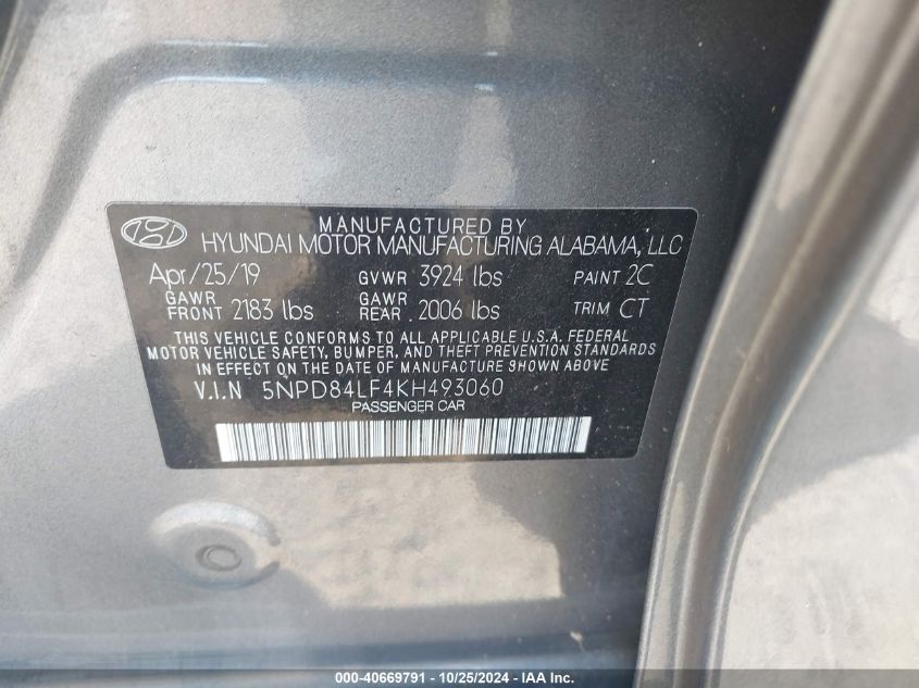 2019 HYUNDAI ELANTRA SEL - 5NPD84LF4KH493060