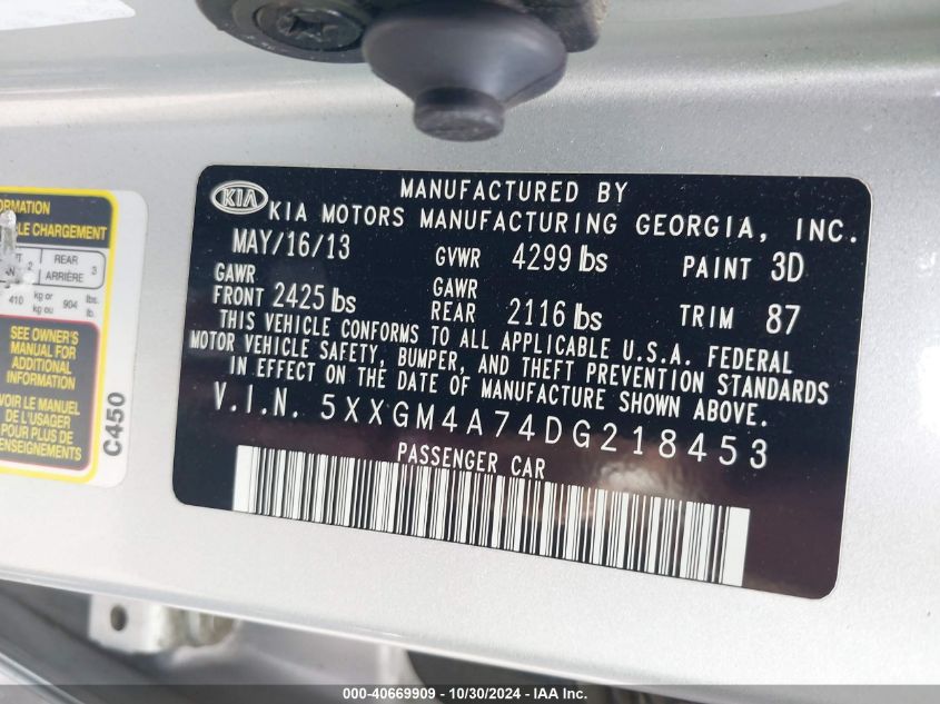 2013 KIA OPTIMA LX - 5XXGM4A74DG218453