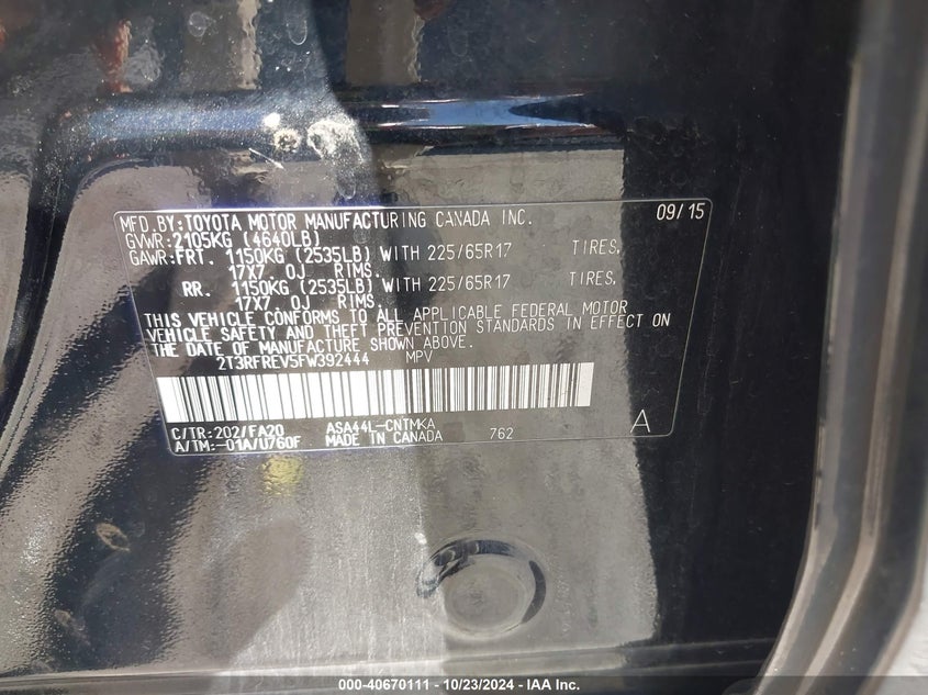 2015 TOYOTA RAV4 XLE - 2T3RFREV5FW392444