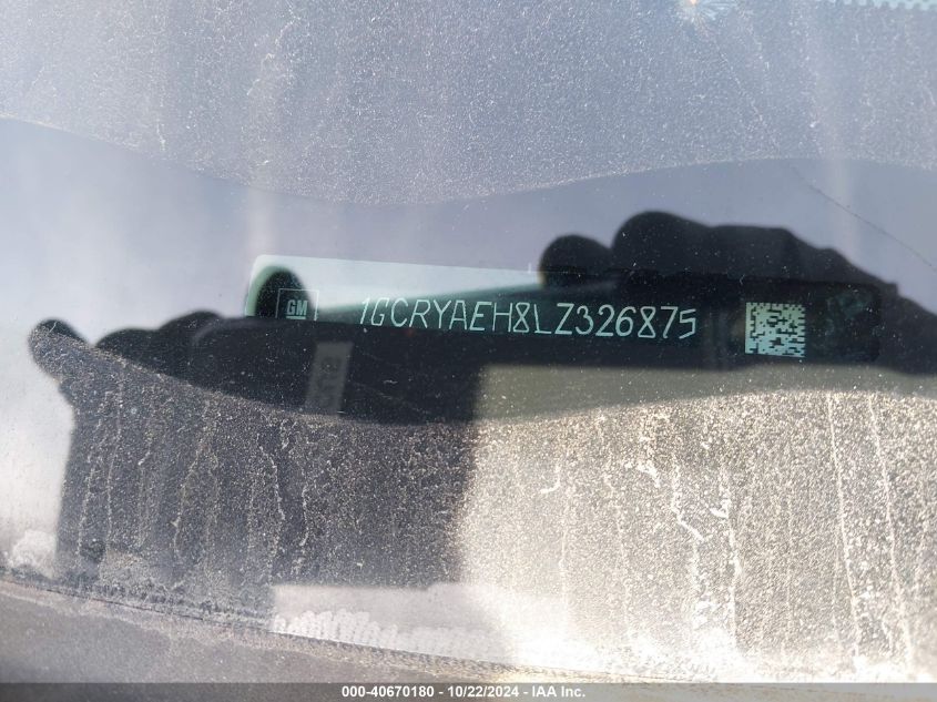 2020 Chevrolet Silverado 1500 4Wd Standard Bed Wt VIN: 1GCRYAEH8LZ326875 Lot: 40670180
