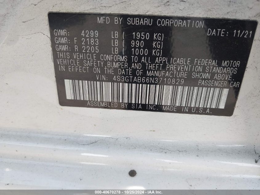 2022 SUBARU IMPREZA BASE 5-DOOR - 4S3GTAB66N3710829