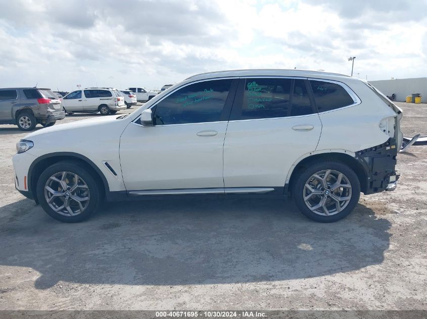 2022 BMW X3 Sdrive30I VIN: 5UX43DP0XN9J37406 Lot: 40671695