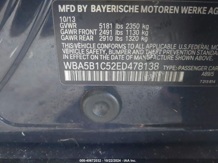 2014 BMW 535I - WBA5B1C52ED478138