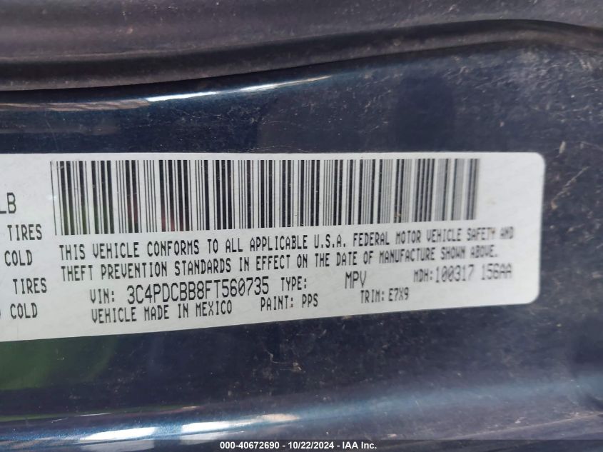 2015 DODGE JOURNEY SXT - 3C4PDCBB8FT560735