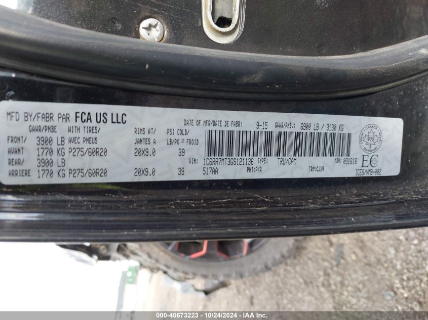 2016 RAM 1500 SPORT - 1C6RR7MT3GS121136