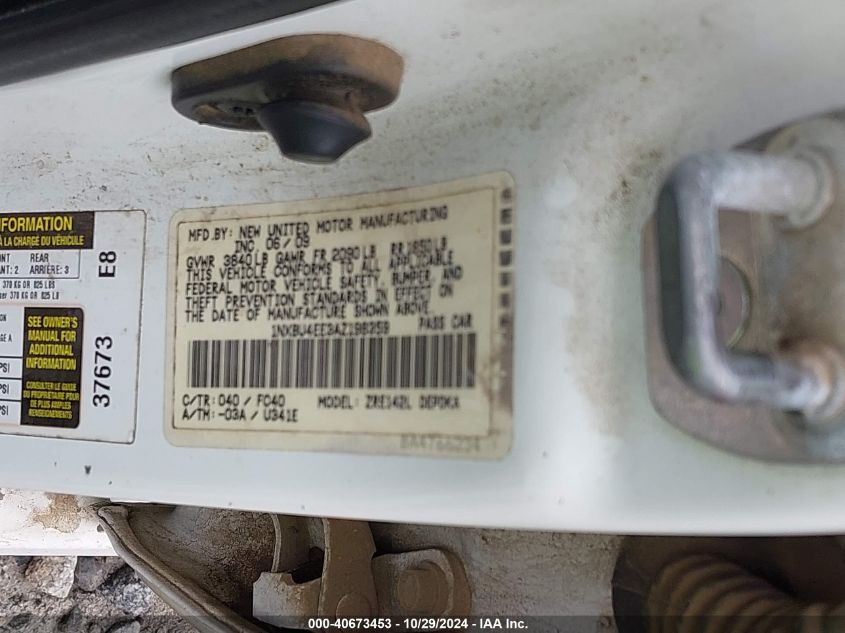 2010 Toyota Corolla Le VIN: 1NXBU4EE3AZ198359 Lot: 40673453