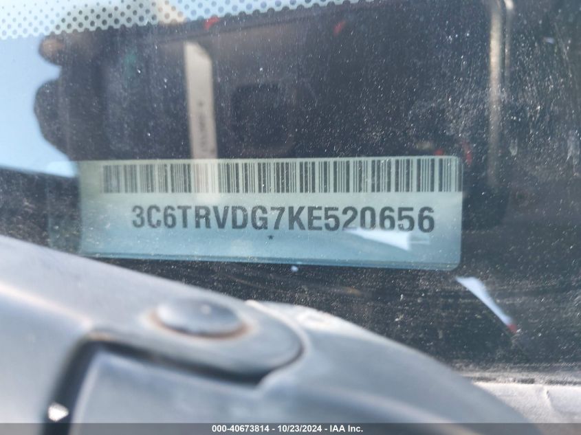 VIN 3C6TRVDG7KE520656 2019 RAM PROMASTER 2500 HIGH ROOF 159 WB