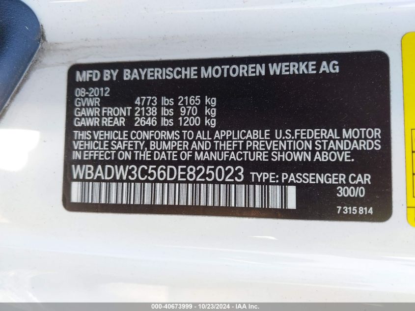 VIN WBADW3C56DE825023 2013 BMW 328I no.9