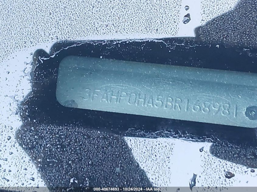 2011 Ford Fusion Se VIN: 3FAHP0HA5BR168981 Lot: 40674693