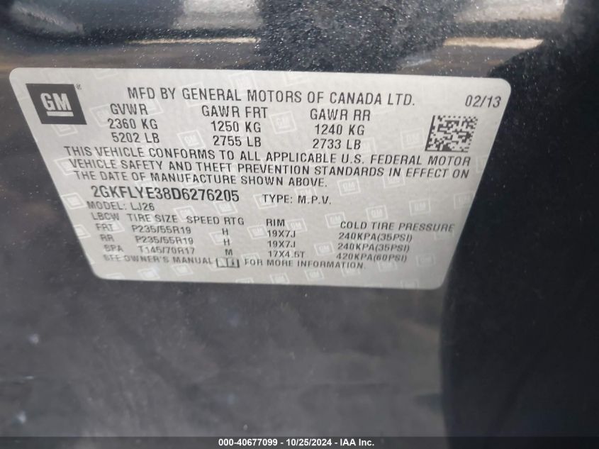 VIN 2GKFLYE38D6276205 2013 GMC Terrain, Denali no.9