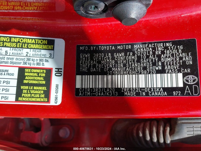 2017 TOYOTA COROLLA XSE - 2T1BURHE6HC798720