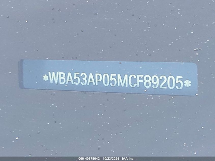 2021 BMW 430I VIN: WBA53AP05MCF89205 Lot: 40679042