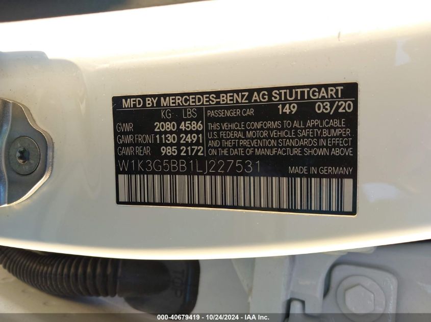 VIN W1K3G5BB1LJ227531 2020 Mercedes-Benz AMG A 35,... no.9