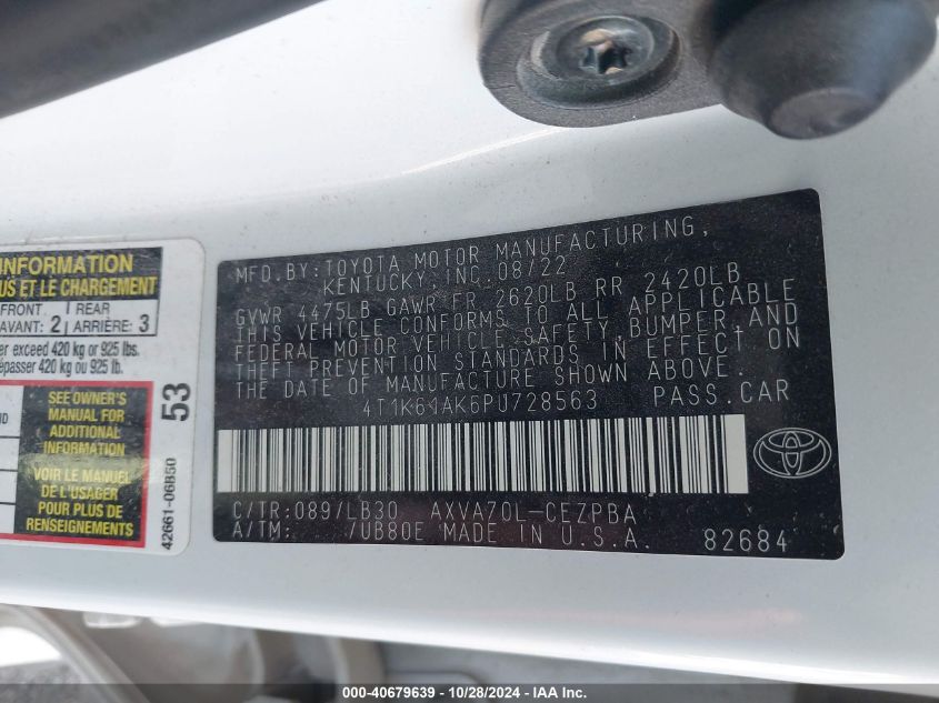 VIN 4T1K61AK6PU728563 2023 Toyota Camry, Xse no.9