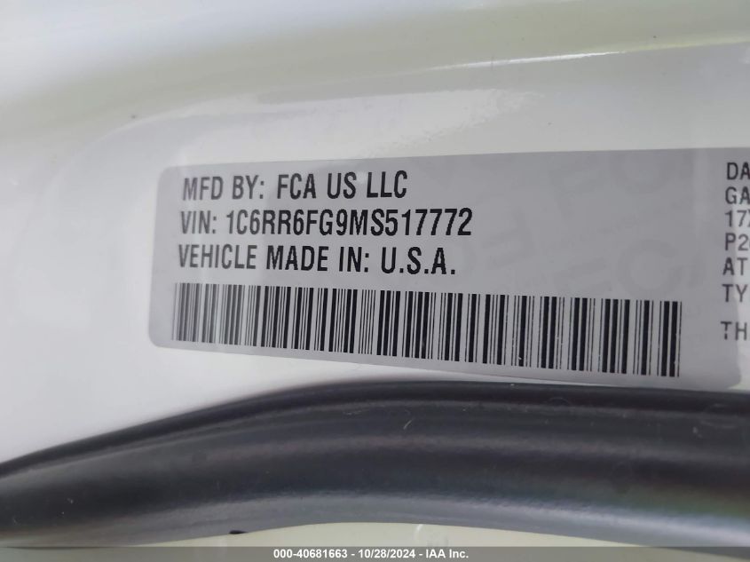 VIN 1C6RR6FG9MS517772 2021 RAM 1500, Classic Trades... no.9