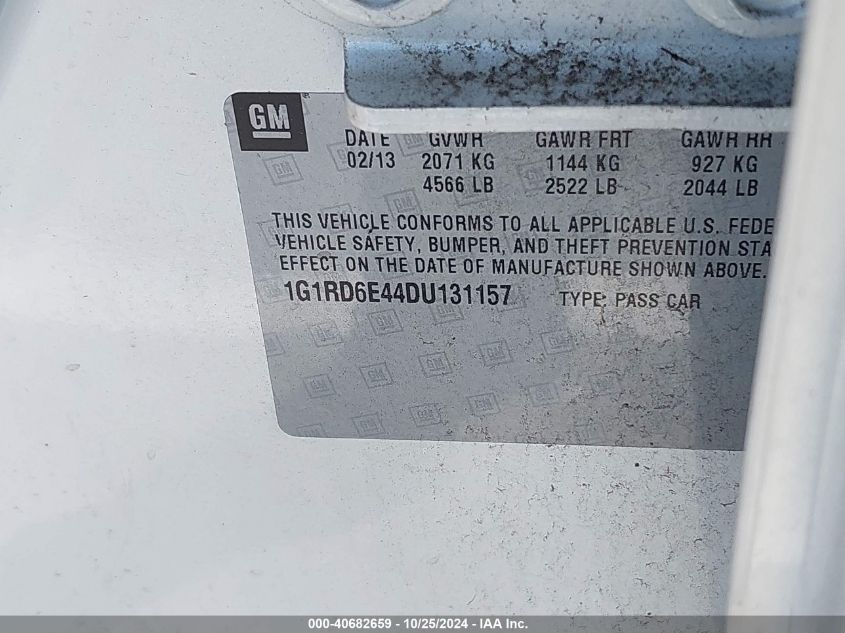 2013 Chevrolet Volt VIN: 1G1RD6E44DU131157 Lot: 40682659