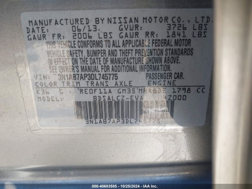 2013 NISSAN SENTRA S - 3N1AB7AP3DL745775